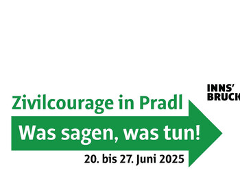 Woche der Zivilcourage in Pradl Eine Illustriationn auf der die Woche der Zivilcourage in Pradl beworben wird.