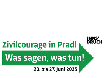 Woche der Zivilcourage in Pradl Eine Illustriationn auf der die Woche der Zivilcourage in Pradl beworben wird.