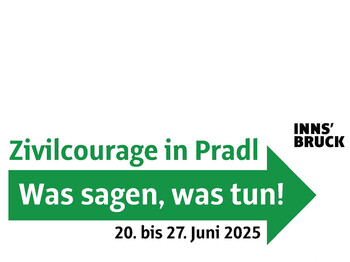 Woche der Zivilcourage in Pradl Eine Illustriationn auf der die Woche der Zivilcourage in Pradl beworben wird.