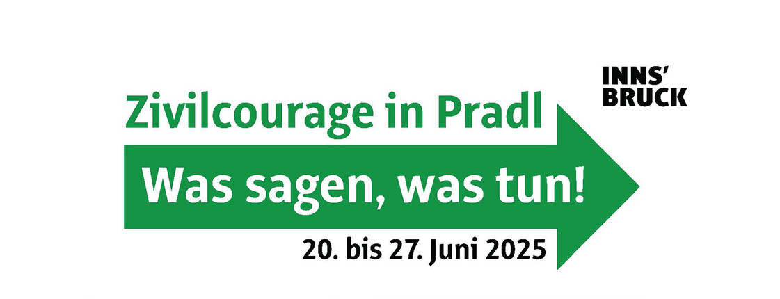 Eine Illustriationn auf der die Woche der Zivilcourage in Pradl beworben wird.
