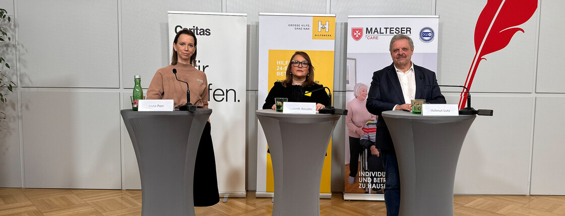 Caritas, Hilfswerk und Malteser Care fordern auf einer gemeinsam PK ernsthafte Auseinandersetzung und wirksame Maßnahmen für die Zukunft der 24-Stunden-Betreuung in Österreich