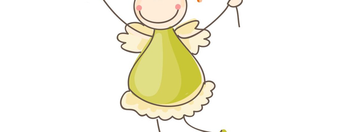 Eine gezeichnete Fee in einem grünen Kleid
