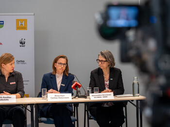 Anna Parr spricht auf der Pressekonferenz