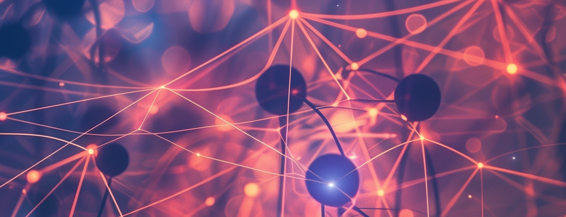 Abstrakte Darstellung eines neuronalen Netzwerks in leuchtenden Farben