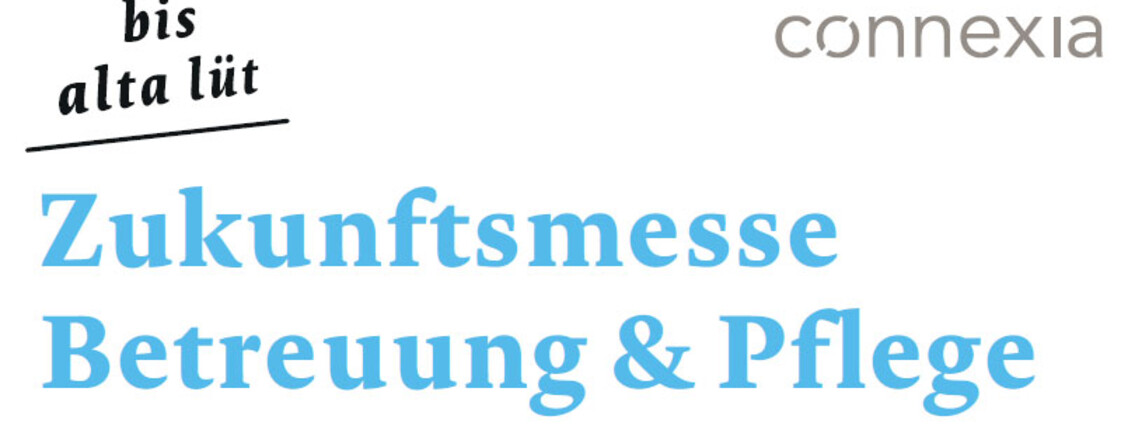 Plakat der Zukunftsmesse Betreuung & Pflege, veranstaltet vom Stand Montafon in Kooperation mit connexia. Die Veranstaltung findet am Mittwoch, den 24. Februar um 19 Uhr im Sitzungssaal Stand Montafon statt. 