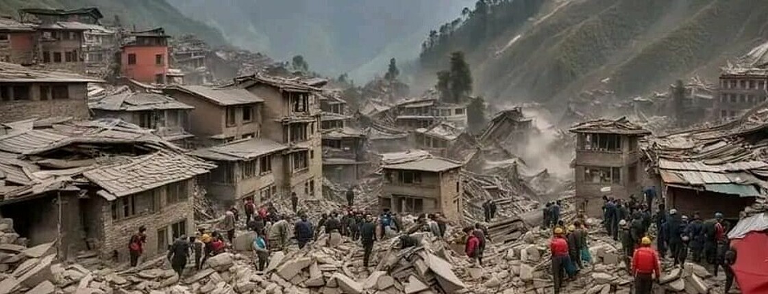 Zerstörtes Dorf in Nepal